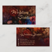 Moody Dark Floral Wedding Studio Visitenkarte (Vorne/Hinten)