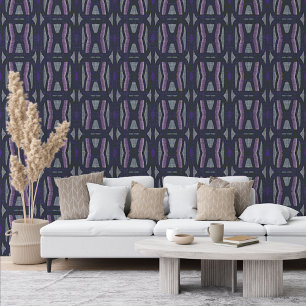 Moody Dark Lila Medium Grau Bohemisch Art Muster Tapete