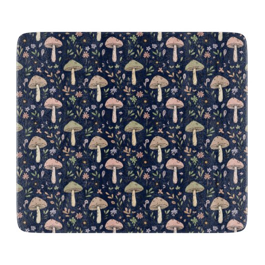 Moody Dark Navy Fungi Dark Academia Kitchen Gift Schneidebrett (Vorderseite)