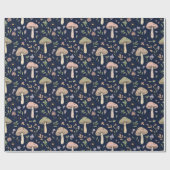 Moody Dark Navy Fungi Seamless Pattern Geschenkpapier (Flach)