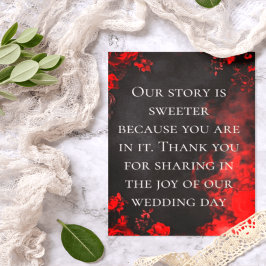 Moody Dark Red Rose Wedding Thank You Note Dankeskarte