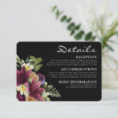 Moody Dark Romantic Floral Elegante Wedding Begleitkarte (Stehend Vorderseite)