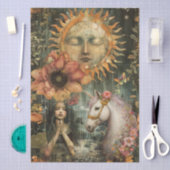 Moody Dark Rustic Fantasy Garden Girl Decoupage  Seidenpapier (Handwerk)