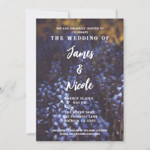 Moody Dark Rustic Lila Blume Field Wedding Einladung