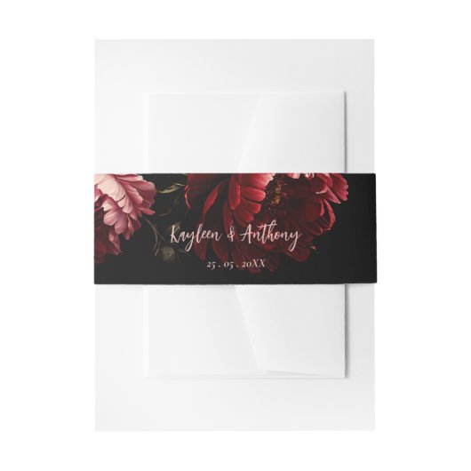 Moody dark Vintag Blume Hochzeit Einladungsbanderole (Vorderseite Beispiel)