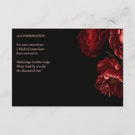 Moody dark Vintage Blume Hochzeitsdetails Begleitkarte (Rückseite)