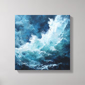Moody Deep Blue Sea | Expressionist Impasto Wave Leinwanddruck (Vorderseite)