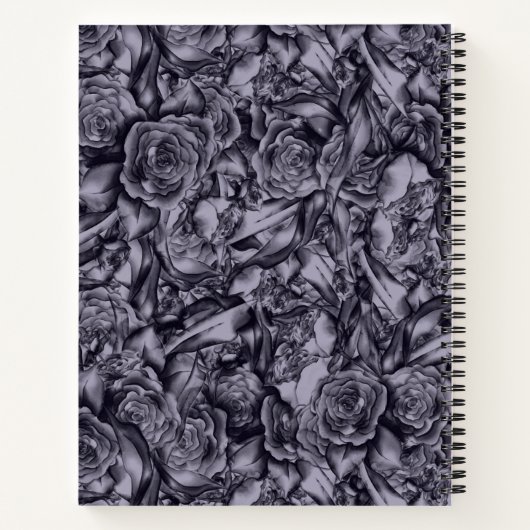 Moody Deep Navy Blue Floral Bullet Journal Bujo Notizblock (Rückseite)