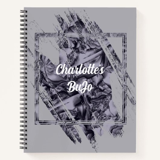 Moody Deep Navy Blue Floral Bullet Journal Bujo Notizblock (Vorderseite)