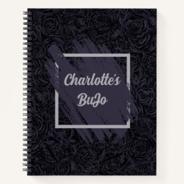 Moody Deep Navy Blue Floral Muster Notizblock