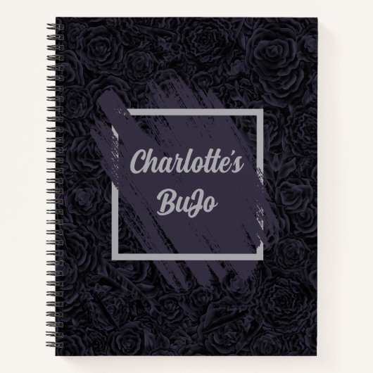 Moody Deep Navy Blue Floral Muster Notizblock (Vorderseite)