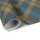 Moody Diagonal Navy, Brown and Copper Tartan Plaid Geschenkpapier (Rolleneckpunkt)