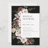 Moody Dusty Rose Floral Brautparty Einladung (Vorderseite)