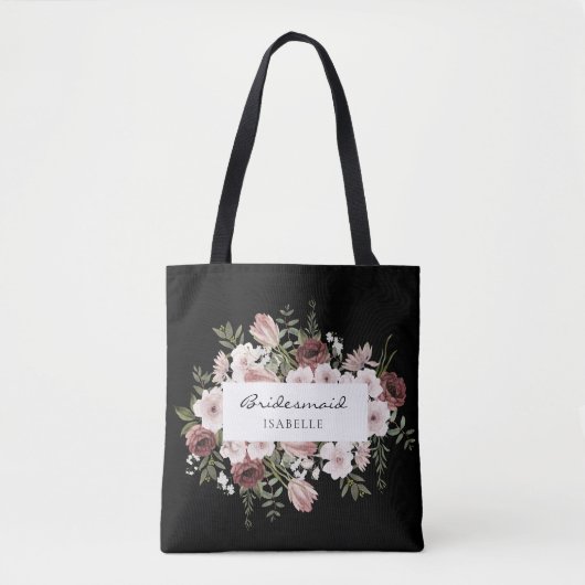 Moody Dusty Rose Floral Bridesmaid Tasche (Vorderseite)