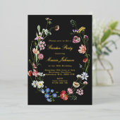 Moody Dutch Floral Garden Party Birthday Gold Folieneinladung (Stehend vorne)