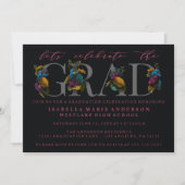 MOODY ELEGANT FLORAL GRADUATION PARTY INVITATION EINLADUNG (Vorderseite)