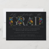 MOODY ELEGANT FLORAL GRADUATION PARTY INVITATION EINLADUNG (Vorderseite)