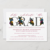 MOODY ELEGANT FLORAL GRADUATION PARTY INVITATION EINLADUNG (Vorderseite)