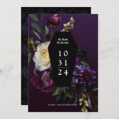Moody Elegant Lila Gothic Garden Floral Gerettet Einladung (Vorne/Hinten)