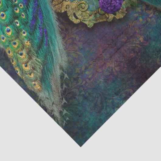 Moody Elegant Peacock Feather Glitzer Decoupage Seidenpapier (Detail)