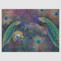 Moody Elegant Peacock Feather Glitzer Decoupage