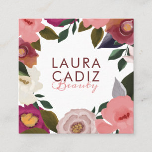 Moody & elegante Aquarell Floral Arrangements Weiß Quadratische Visitenkarte