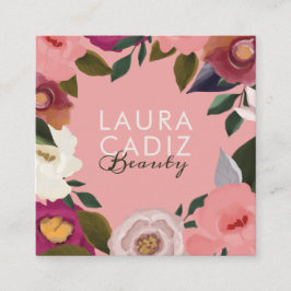 Moody & elegante Aquarellfarben, Blumen-Anordnung  Quadratische Visitenkarte