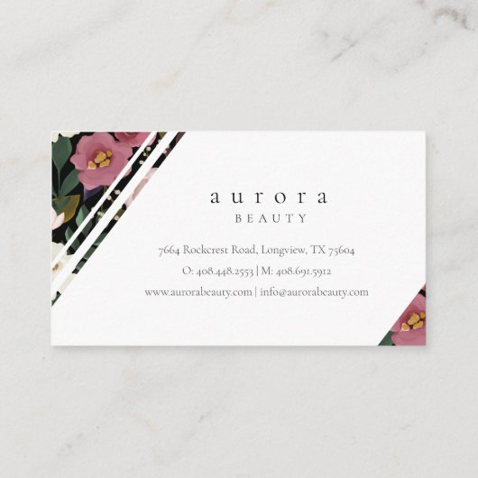 Moody & Elegantes Blumenmuster Visitenkarte (Rückseite)