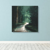 Moody Emerald Forest Path Oil Painting Canvas Art Leinwanddruck (Insitu (Holzboden))