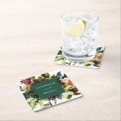 Moody Emerald Green Winter Floral Wedding Rechteckiger Pappuntersetzer (Vor Ort)