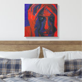 Moody Expressionist Portrait Red and Blue Emotiona Leinwanddruck (Insitu (Schlafzimmer))