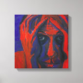 Moody Expressionist Portrait Red and Blue Emotiona Leinwanddruck (Vorderseite)