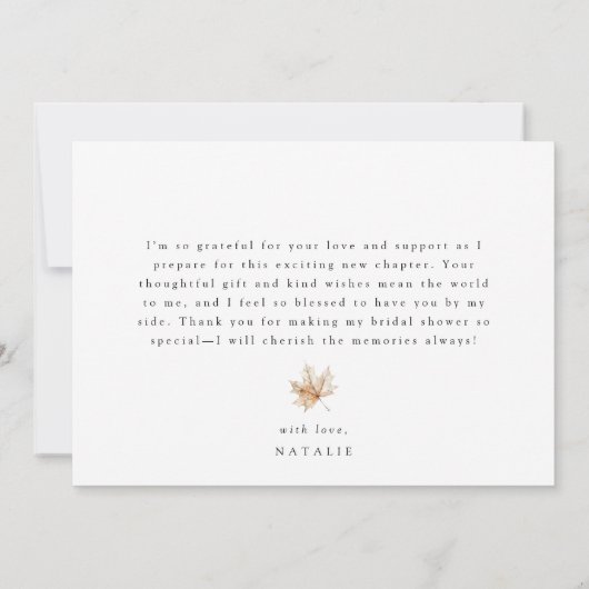 Moody Fall Floral Brautparty Dankeskarte (Rückseite)