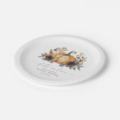 Moody Fall Floral Brautparty Pappteller (Schrägansicht)