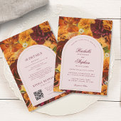 Moody Fall Floral QR Code Alles in einer Hochzeit Einladung