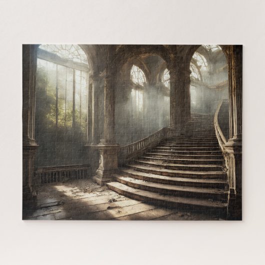 Moody Fantasy Abandoned Chateon Große Treppe Puzzle (Horizontal)