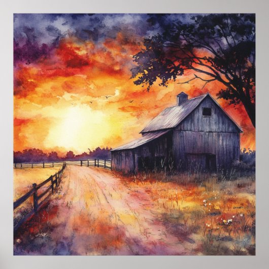Moody Farm Sunset Poster (Vorne)