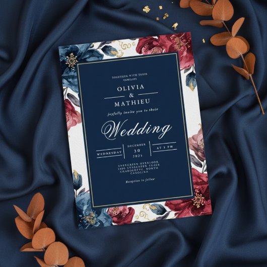 Moody Floral Arch Flourish Wedding Einladung