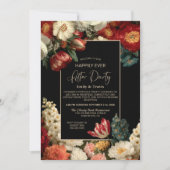 Moody Floral Black Happily Ever After Party Einladung (Vorderseite)
