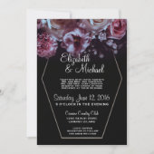 Moody Floral & Black Wedding mit Silver Einladung (Vorderseite)