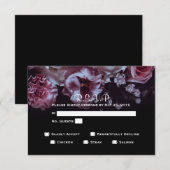Moody Floral & Black Wedding RSVP Dinner Choice Karte (Vorne/Hinten)