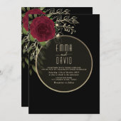 Moody Floral Burgundy und Black Wedding Einladung (Vorne/Hinten)