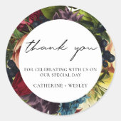 Moody Floral Burgundy Wedding Runder Aufkleber (Vorderseite)