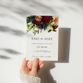 Moody floral Burgundy Wedding Save the Date Einladung