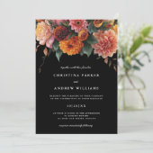 Moody Floral Dark Elegant Herbst Winter Wedding Einladung (Stehend Vorderseite)