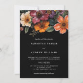 Moody Floral Dark Elegant Vintage Wedding Einladung (Vorderseite)