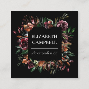 Moody-Floral-Farbe Schwarz Quadratische Visitenkarte