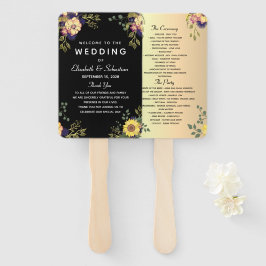 Moody Floral Floral Wedding Program Hand Fan Fächer