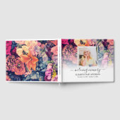 Moody Floral Foto Beileid Beerdigung Wasserfarbe Gästebuch (Voll)