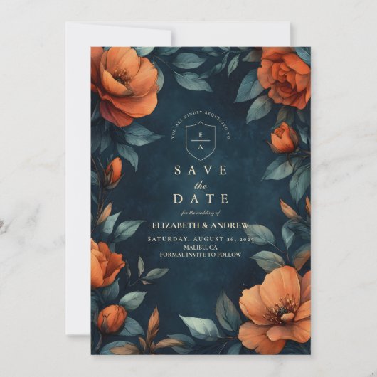 Moody Floral Gothic Save The Date (Vorderseite)